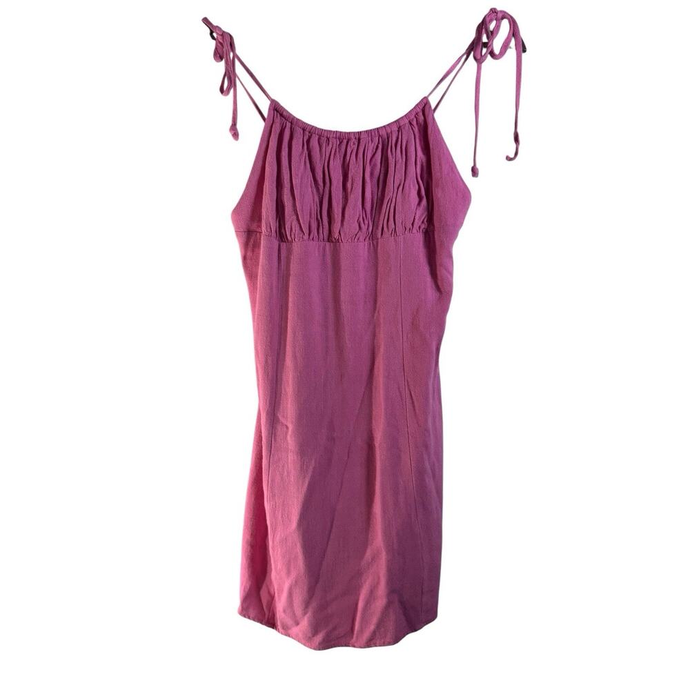 LA‎ Hearts 90s Y2K Pink Babydoll Dress Shoulder Tie Flowy Linen Med Euro Summer